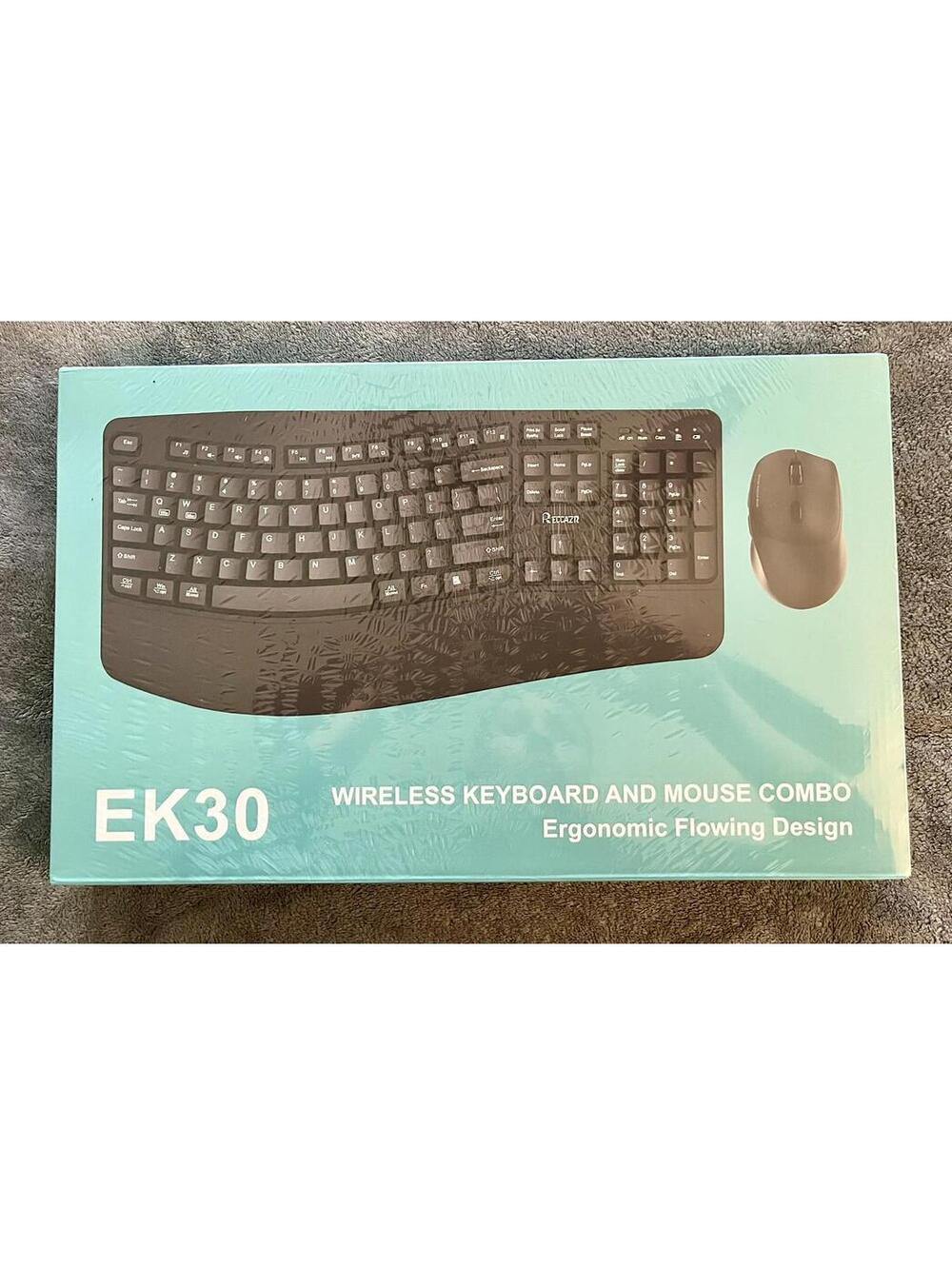 Reccazr Wireless Ergonomic Keyboard & Mouse Combo Wave Wrist Rest Silent EK30